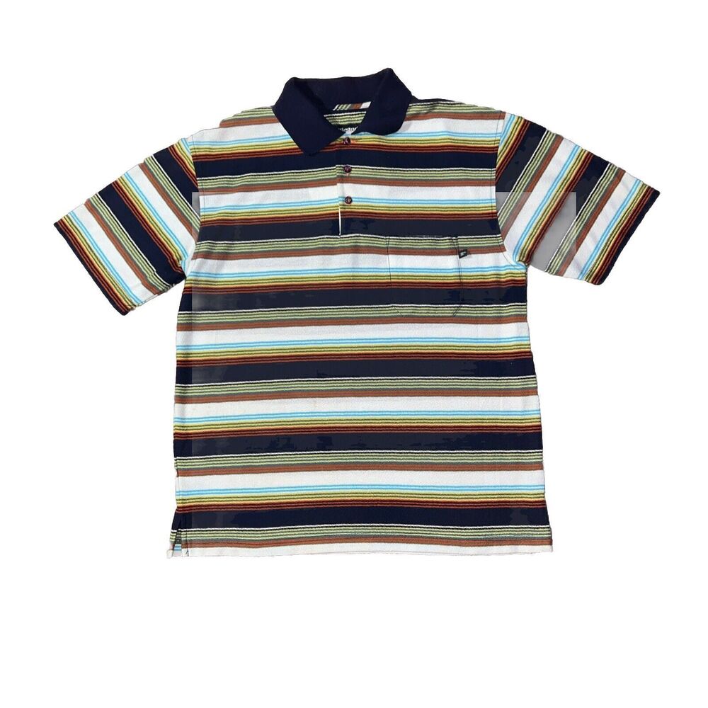 Red Sand Polo Shirt Adult Medium Multicolor Striped Casual Comfy  Rugby Mens